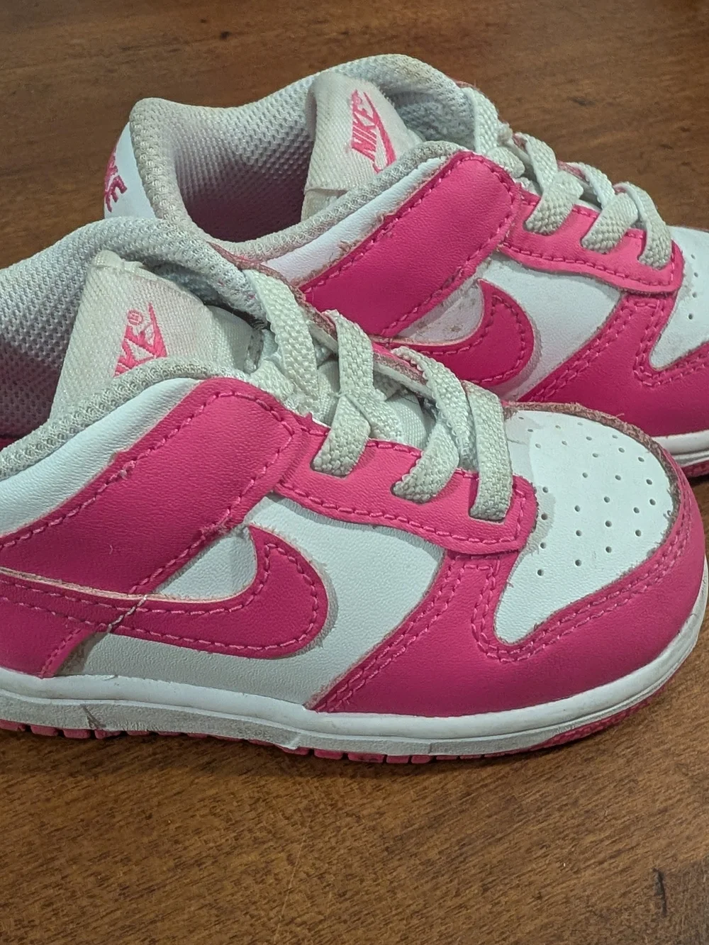 Kids 7C Pink and White Athletic Sneakers - Nike